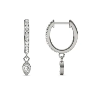 Marquise Bezel Drop Huggie Earrings image, 