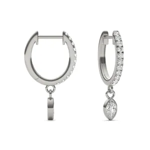 Marquise Bezel Drop Huggie Earrings image, 