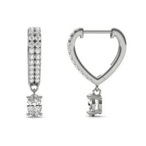 Angled Oval Drop Huggie Earrings image, 