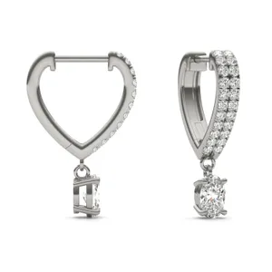 Angled Oval Drop Huggie Earrings image, 