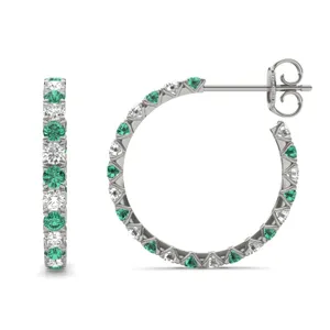 Emerald Alternating Vanguard Hoop Earrings image, 