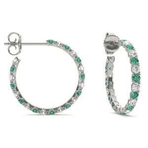 Emerald Alternating Vanguard Hoop Earrings image, 