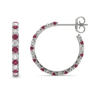 Ruby Alternating Vanguard Hoop Earrings image, 