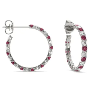 Ruby Alternating Vanguard Hoop Earrings image, 