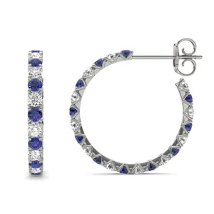 Sapphire Alternating Vanguard Hoop Earrings image, 