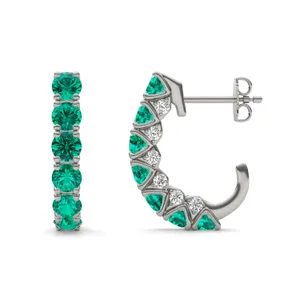 Emerald Mini J-Hoop Earrings image, 