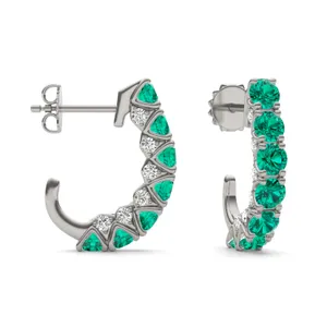 Emerald Mini J-Hoop Earrings image, 