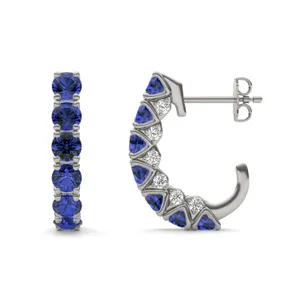 Sapphire Mini J-Hoop Earrings image, 