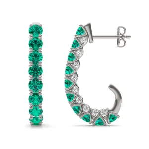 Emerald Elongated J-Hoop Earrings image, 