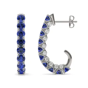 Sapphire Elongated J-Hoop Earrings image, 