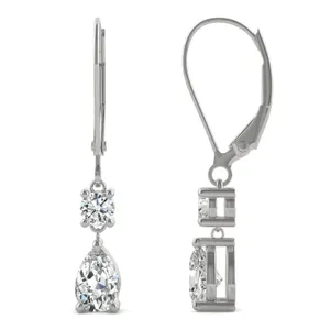 Two Stone Leverback Drop Earrings image, 
