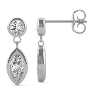 Petite Bezel Drop Earrings image, 