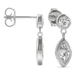 Petite Bezel Drop Earrings image, 