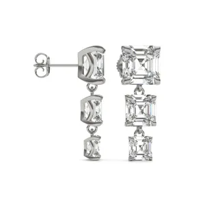 Asscher Three-Stone Graduated Drop Earrings image, 