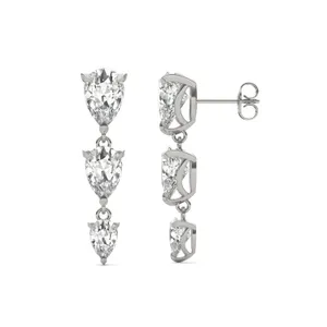 Pear Three-Stone Graduated Drop Earrings image, 