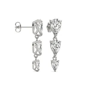 Pear Three-Stone Graduated Drop Earrings image, 