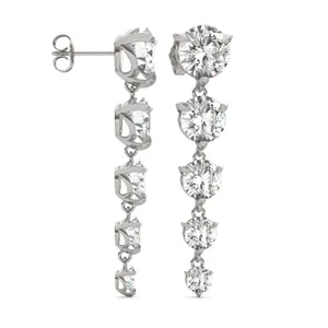 Round Brilliant Five-Stone Graduated Drop Earrings image, 