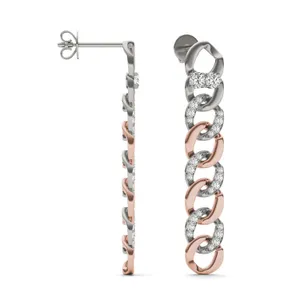 Accented Two-Toned Chain Drop Earrings image, 