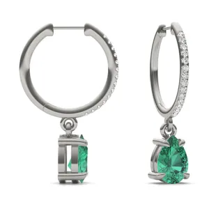 Emerald Huggie Drop Earrings image, 