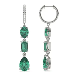 Emerald Rio Three-Stone Drop Earrings image, 