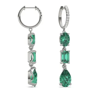 Emerald Rio Three-Stone Drop Earrings image, 