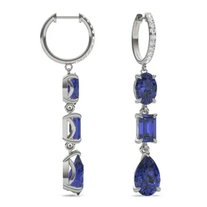 Sapphire Rio Three-Stone Drop Earrings image, 