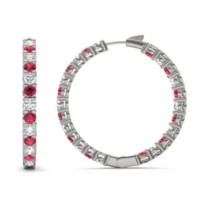 Ruby Alternating Basket Hoop Earrings image, 