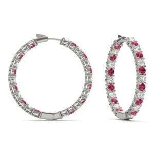 Ruby Alternating Basket Hoop Earrings image, 