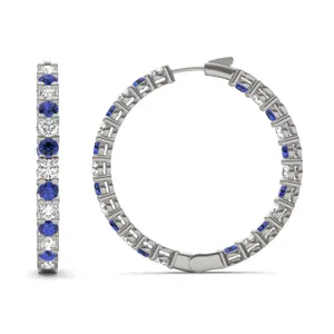 Sapphire Alternating Basket Hoop Earrings image, 