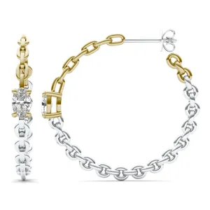 Two-Tone Duality Link Hoop Earrings image, 