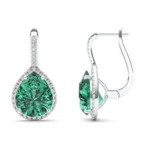 Emerald Halo Leverback Earrings image, 