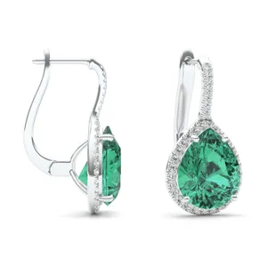 Emerald Halo Leverback Earrings image, 