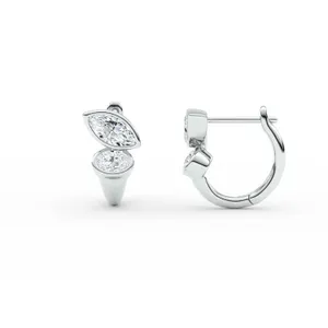 Bezel Two-Stone Hoop Earrings image, 