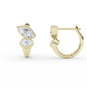 Bezel Two-Stone Hoop Earrings image, 