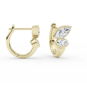 Bezel Two-Stone Hoop Earrings image, 