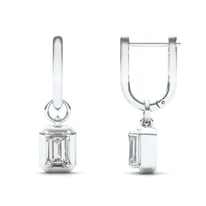 Emerald Bezel Illusion Drop Huggie Earrings image, 