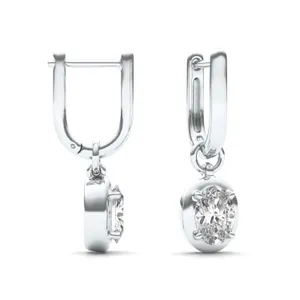 Oval Bezel Illusion Drop Huggie Earrings image, 