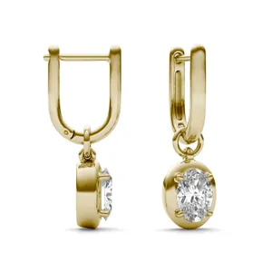 Oval Bezel Illusion Drop Huggie Earrings image, 