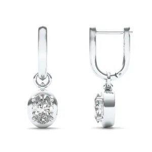 Oval Bezel Illusion Drop Huggie Earrings image, 