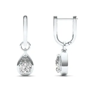 Pear Bezel Illusion Drop Huggie Earrings image, 