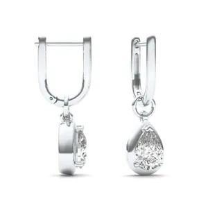Pear Bezel Illusion Drop Huggie Earrings image, 