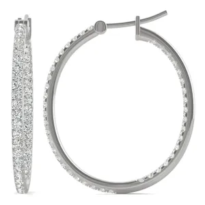 1.09 CTW DEW Moissanite Round Hoop Earrings image, 