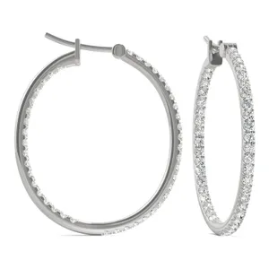 1.09 CTW DEW Moissanite Round Hoop Earrings image, 