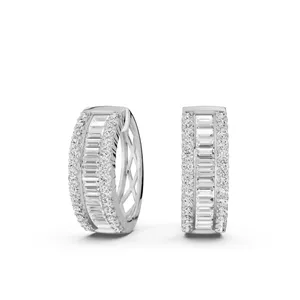 Baguette and Round Hoop Earrings image, 