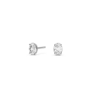 Solitaire Oval Stud Earrings image, 