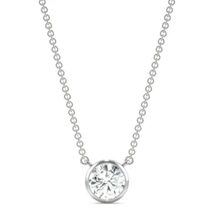 Round Hearts & Arrows Signature Bezel Necklace image, 