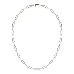 Single Pavé Paperclip Chain Necklace image, 