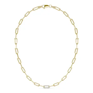 Single Pavé Paperclip Chain Necklace image, 