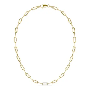 Single Pavé Paperclip Chain Necklace image, 