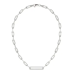 Elongated Pavé Paperclip Chain Necklace image, 